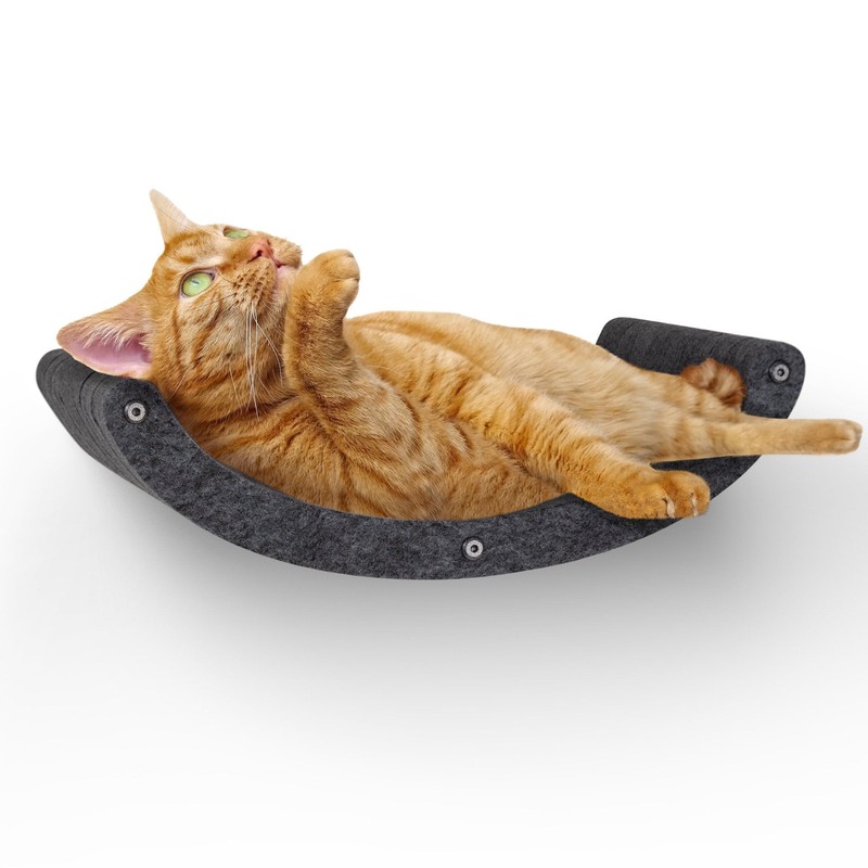 Pryde Pets Cat Climber - Curved Shelf 7 Cat Climber - Curved Shelf in Charcoal - Pryde Pets wall-mounted cat furniture