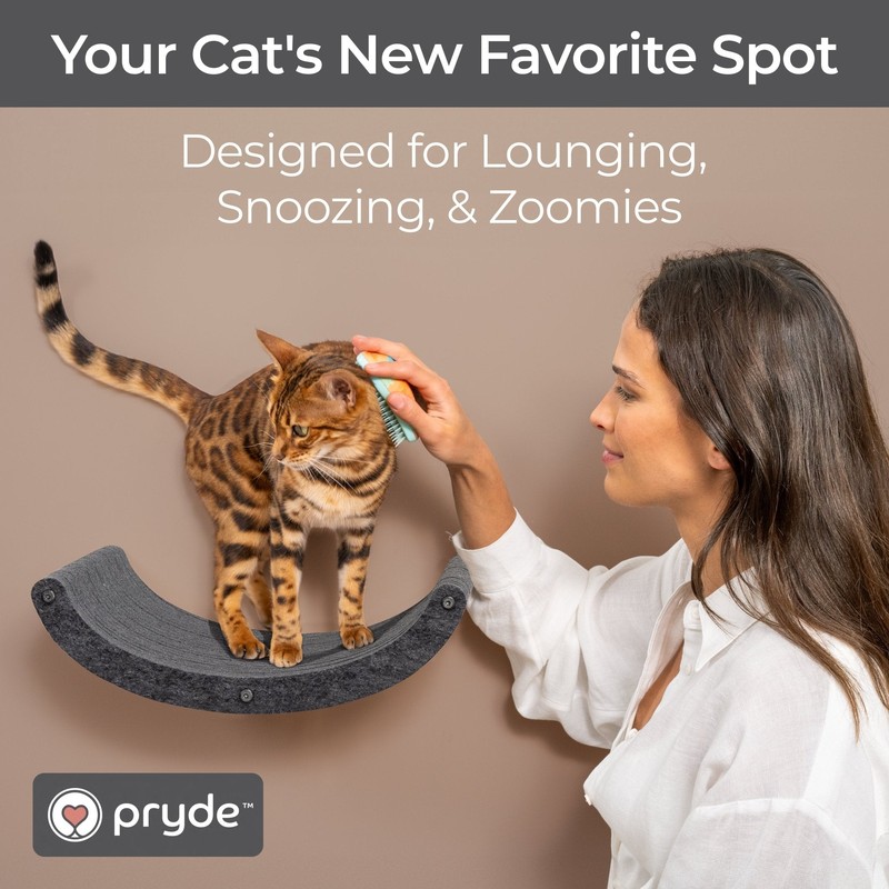 Pryde Pets Cat Climber - Curved Shelf 8 Cat Climber - Curved Shelf in Charcoal - Pryde Pets wall-mounted cat furniture