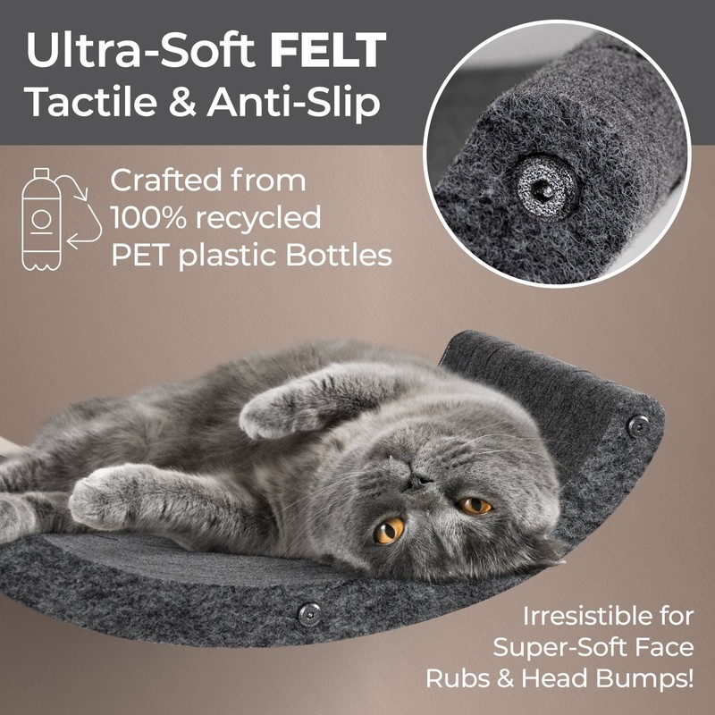 Pryde Pets Cat Climber - Curved Shelf 10 Cat Climber - Curved Shelf in Charcoal - Pryde Pets wall-mounted cat furniture