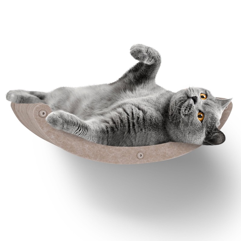Pryde Pets Cat Climber - Curved Shelf 1 Cat Climber - Curved Shelf in Oatmeal - Pryde Pets wall-mounted cat furniture