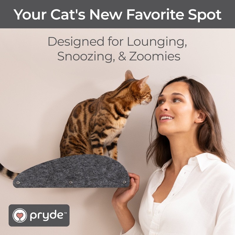 Pryde Pets Cat Climber - Long Shelf Facade Add-On 8 Cat Climber - Long Shelf Facade Add-On in Charcoal - Pryde Pets wall-mounted cat furniture