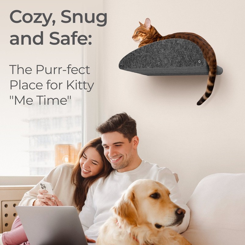 Pryde Pets Cat Climber - Long Shelf Facade Add-On 9 Cat Climber - Long Shelf Facade Add-On in Charcoal - Pryde Pets wall-mounted cat furniture