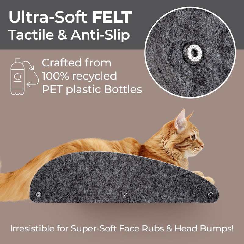 Pryde Pets Cat Climber - Long Shelf Facade Add-On 10 Cat Climber - Long Shelf Facade Add-On in Charcoal - Pryde Pets wall-mounted cat furniture