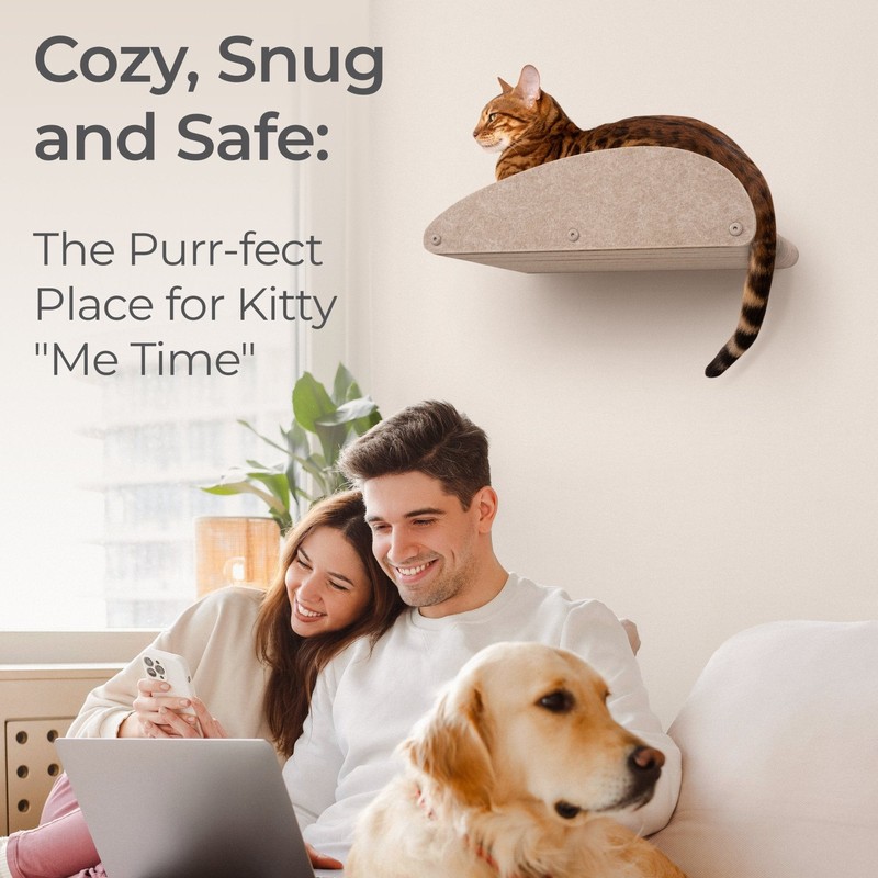 Pryde Pets Cat Climber - Long Shelf Facade Add-On 3 Cat Climber - Long Shelf Facade Add-On in Oatmeal - Pryde Pets wall-mounted cat furniture