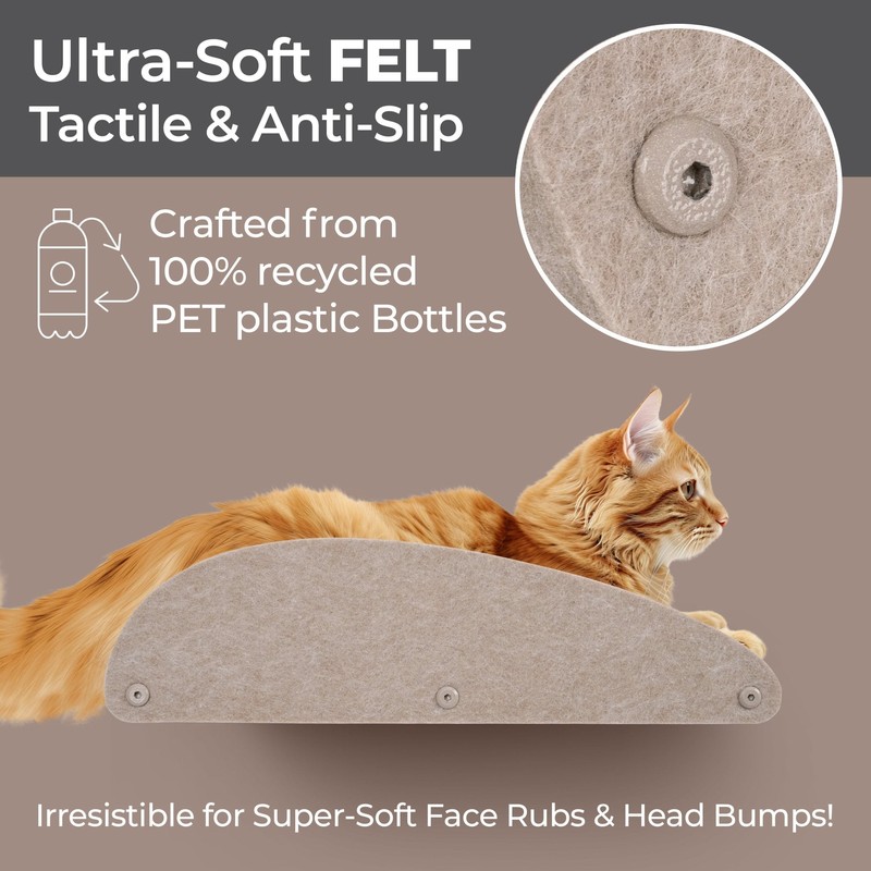 Pryde Pets Cat Climber - Long Shelf Facade Add-On 4 Cat Climber - Long Shelf Facade Add-On in Oatmeal - Pryde Pets wall-mounted cat furniture