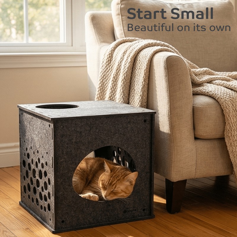 Pryde Pets Modular Cat Cube 9 Modular Cat Cube in Charcoal - Pryde Pets wall-mounted cat furniture