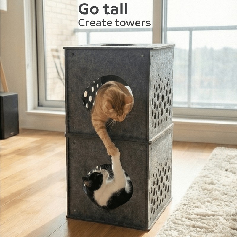 Pryde Pets Modular Cat Cube 11 Modular Cat Cube in Charcoal - Pryde Pets wall-mounted cat furniture