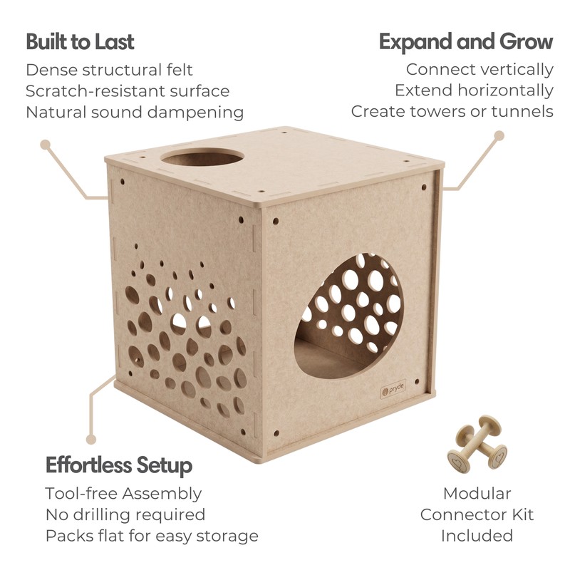 Pryde Pets Modular Cat Cube 2 Modular Cat Cube in Oatmeal - Pryde Pets wall-mounted cat furniture