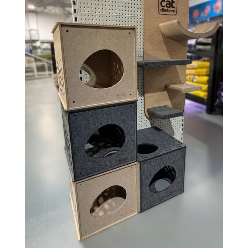 Pryde Pets Modular Cat Cube 5 Modular Cat Cube in Oatmeal - Pryde Pets wall-mounted cat furniture